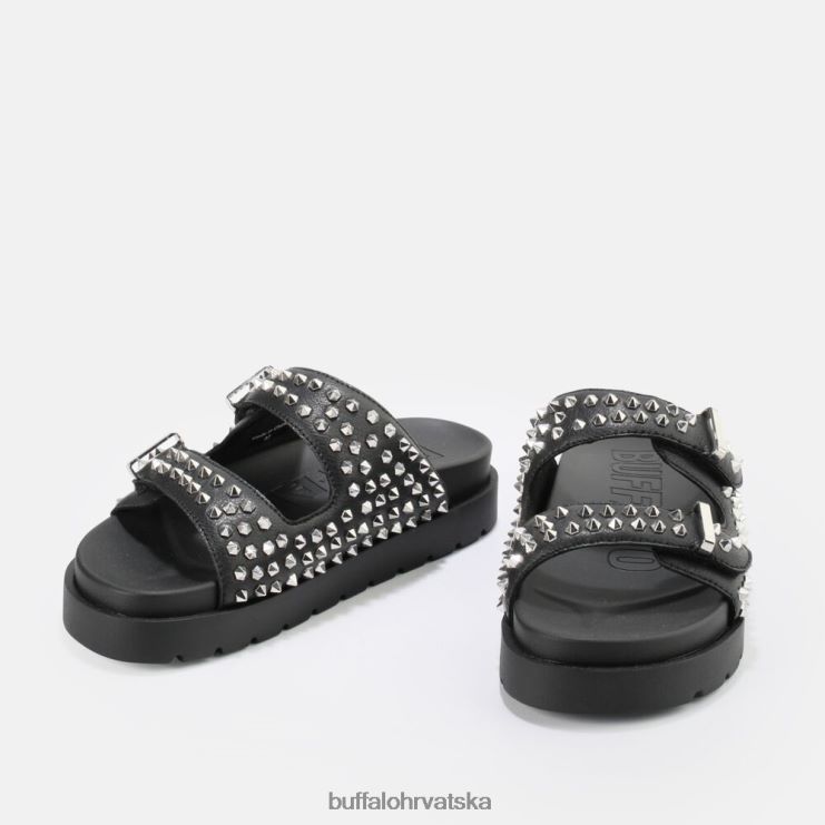 crno Buffalo eve sandale s platformom s klinovima veganske |slajdova TDD6T673